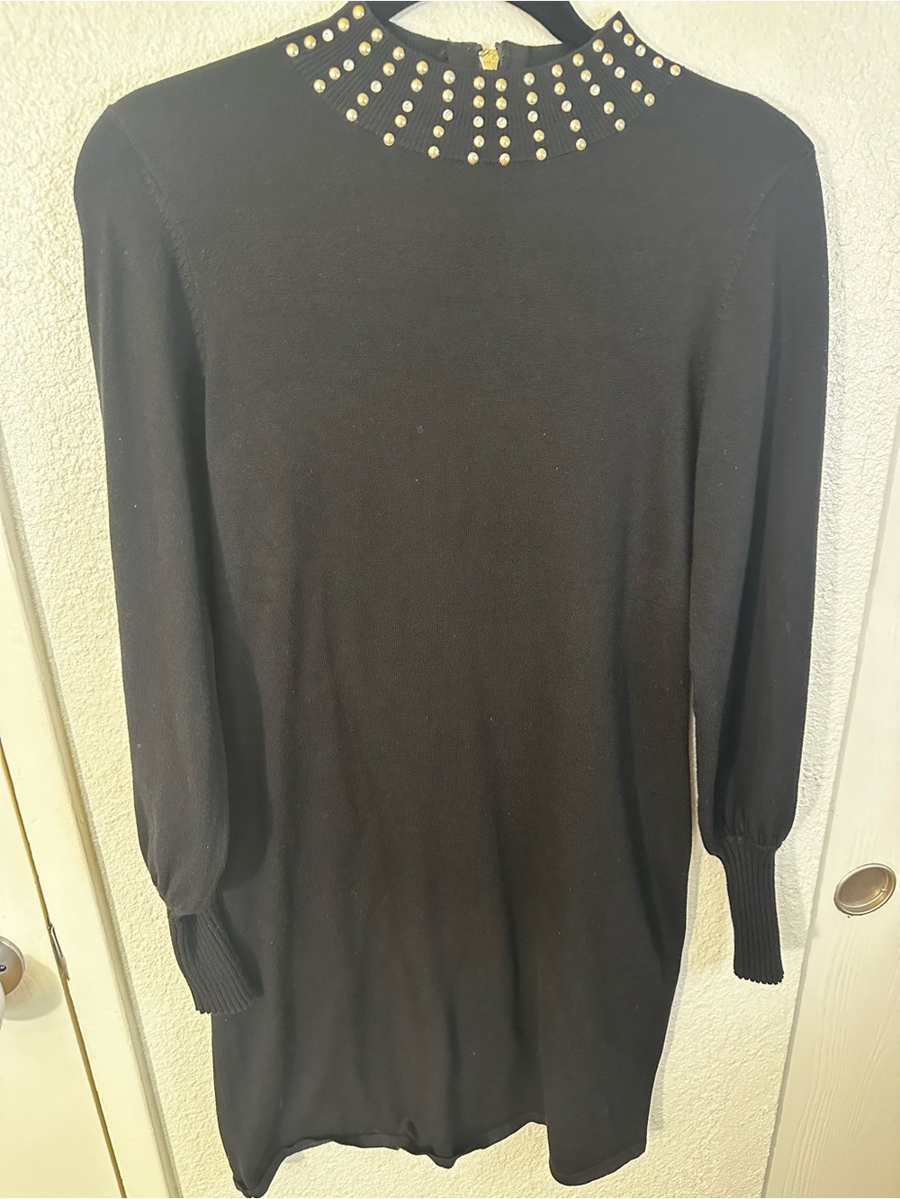 Belldini Black Studded Neck Knit Dress